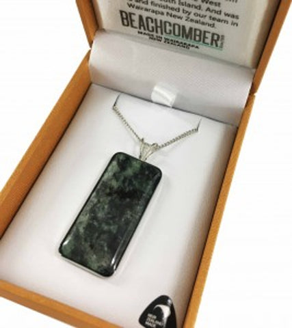 Greenstone Pendent silver Plated Boxed