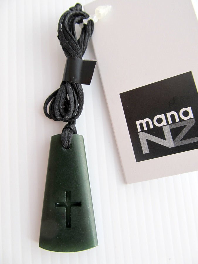 New Zealand Greenstone Toki with Carved Cross