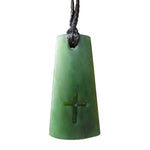 New Zealand Greenstone Toki with Carved Cross