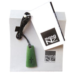 New Zealand Greenstone Toki with Carved Cross