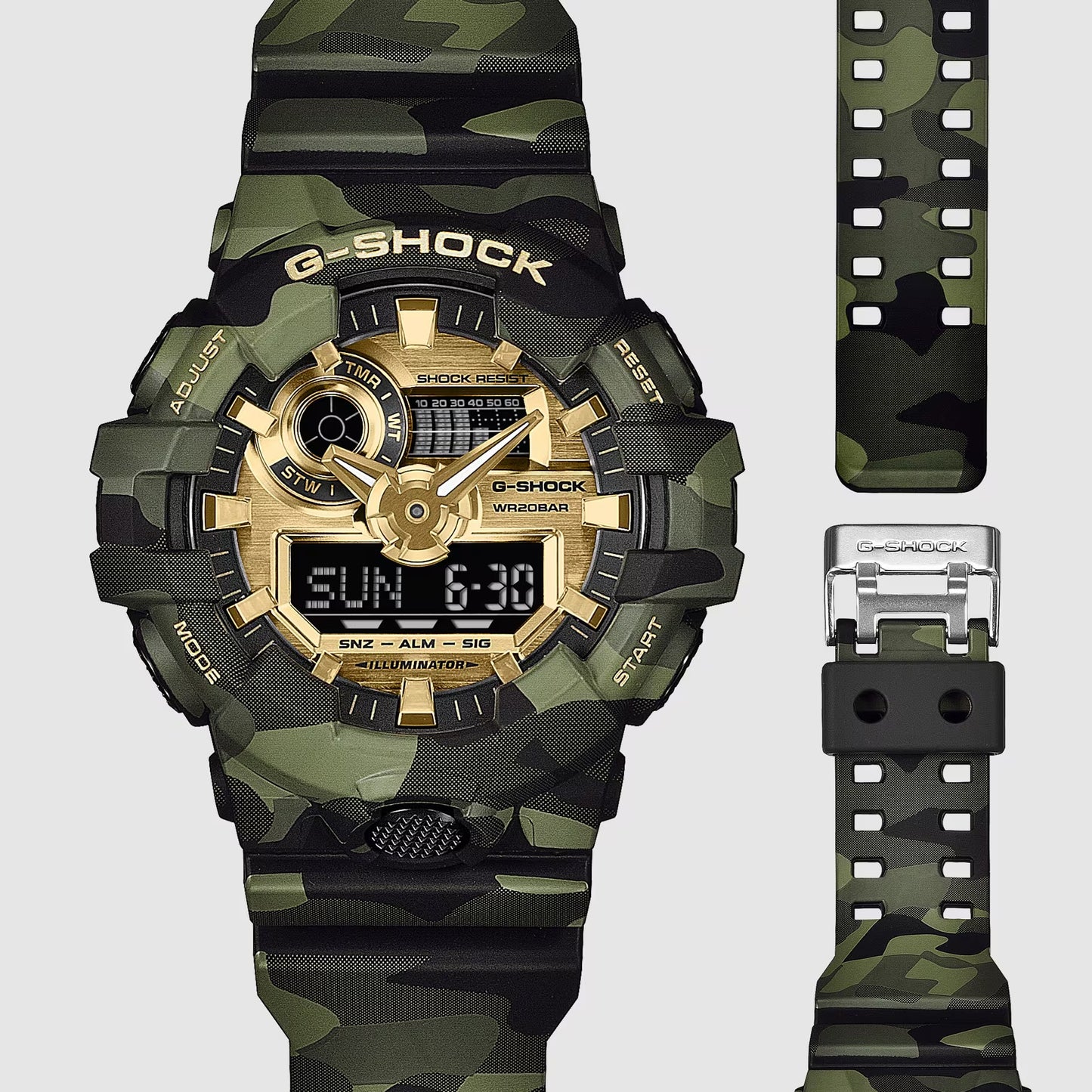Gshock BOLD CAMO SERIES CAMO AND GOLD GA700CMG-3A