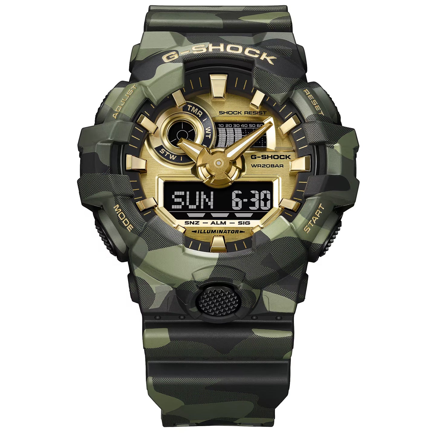 Gshock BOLD CAMO SERIES CAMO AND GOLD GA700CMG-3A