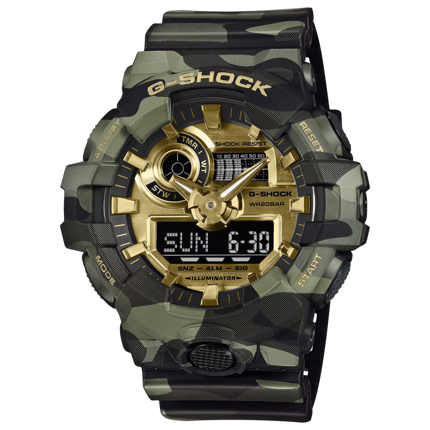 Gshock BOLD CAMO SERIES CAMO AND GOLD GA700CMG-3A
