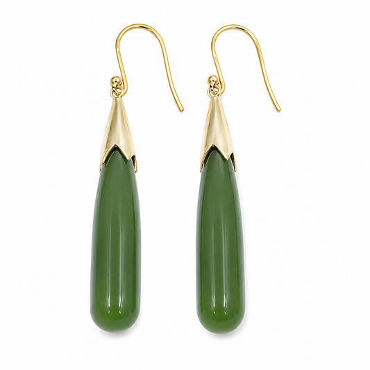 9ct Gold Set New Zealand Greenstone Drops SYE2021