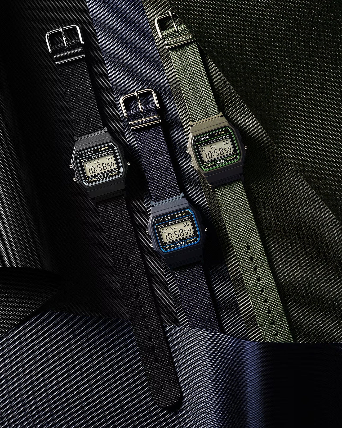 Casio Mens Digital Retro Cloth Band F91WF-2A