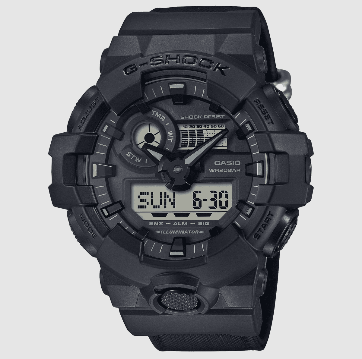 G Shock Analog/Digit Nylon Band Black Watch - GA-700BCE-1A