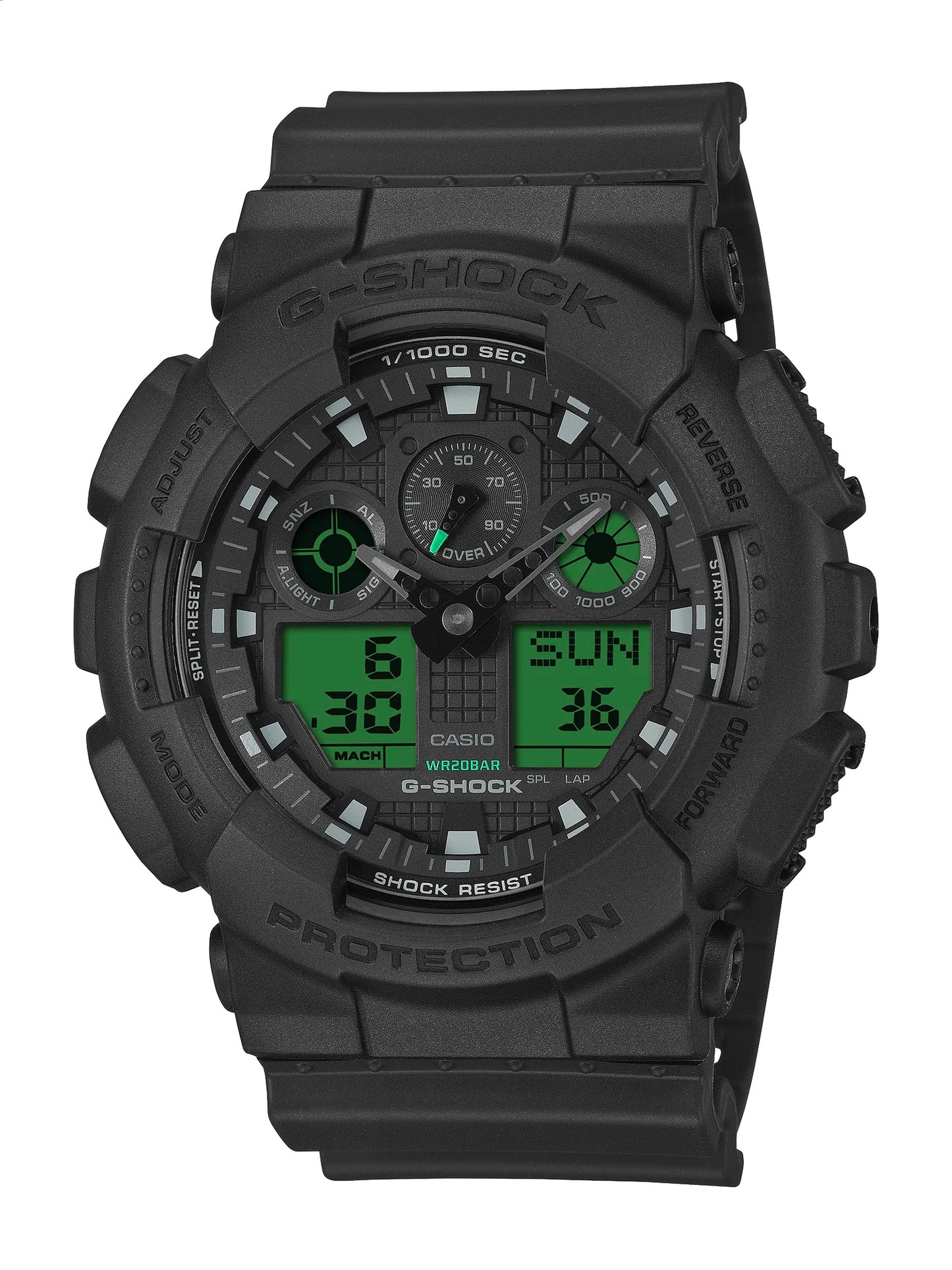 GShock Duo Black and Electro Green GA100BEG-1A