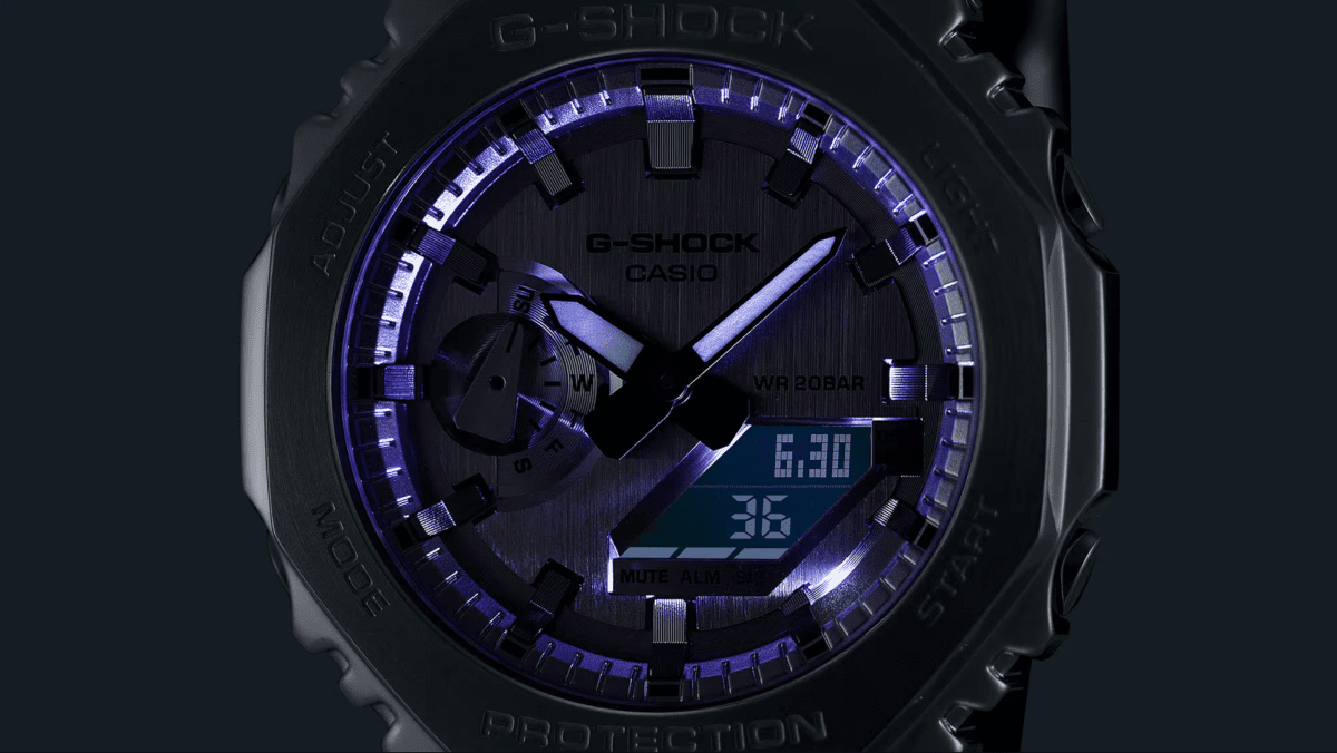 G Shock Men's Metallic Digit/Analog Silver Watch - GM2100YM-8A