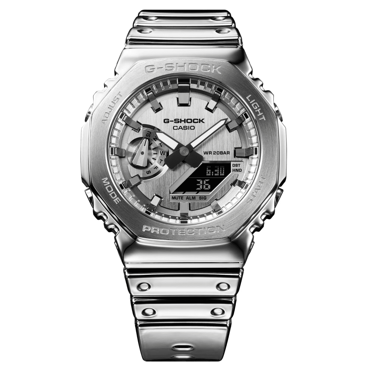 G Shock Men's Metallic Digit/Analog Silver Watch - GM2100YM-8A