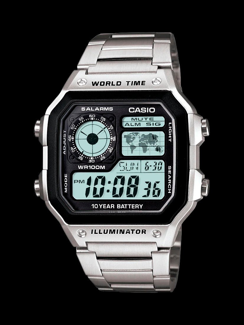 Casio Classic Silver Digital Watch - AE1200WHD-1A
