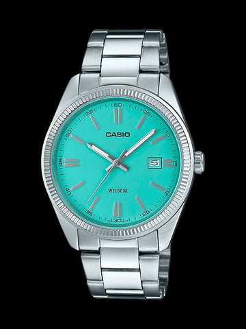 Casio Pastel Blue Dial steel strap watch MTP-1302PD-2A