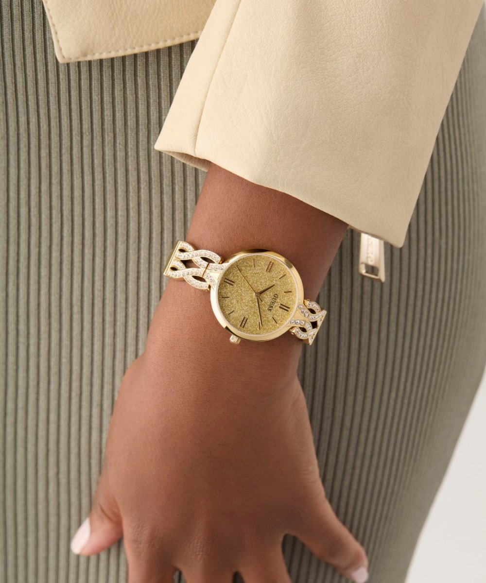 GUESS Ladies Gold Tone Coral Gltiz Analog Watch GW0868L2