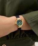 GUESS Ladies Black Gold Tone Array Analog Watch GW0912L4