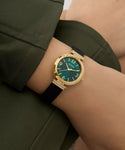 GUESS Ladies Black Gold Tone Array Analog Watch GW0912L4