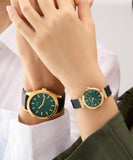 GUESS Ladies Black Gold Tone Array Analog Watch GW0912L4