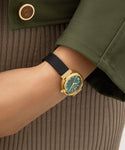 GUESS Ladies Black Gold Tone Array Analog Watch GW0912L4