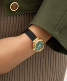 GUESS Ladies Black Gold Tone Array Analog Watch GW0912L4