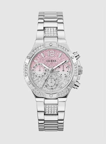 GUESS Silver harlow pink dial bracelet watch GW0950L1