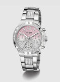 GUESS Silver harlow pink dial bracelet watch GW0950L1