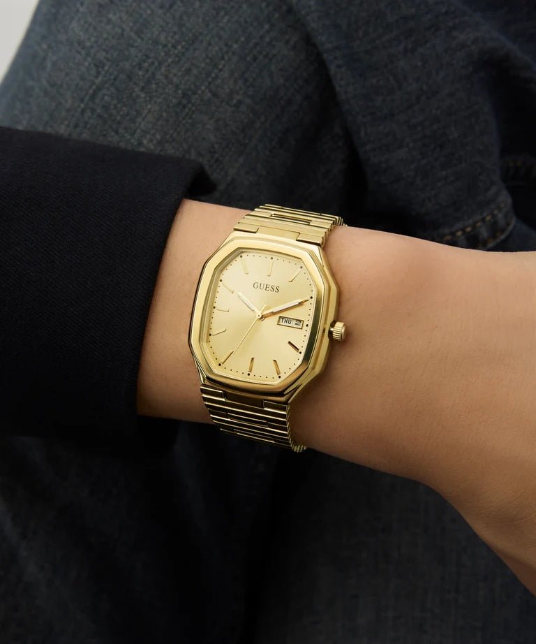GUESS Mens Gold Tone Date Watch GW0978G2