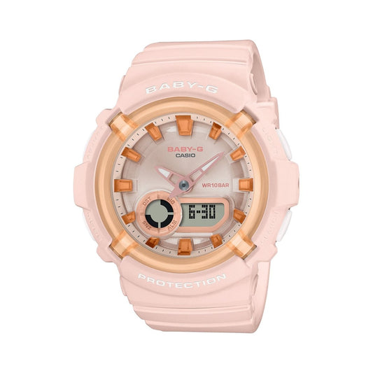 Baby-G | Casio Ladies Coral Pink Analog-Digit (BGA-280) Watch - BGA-280SW-4A
