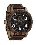 Nixon Chocolate/Dark Roast/Brown 51-30 Chrono Leather Watch - A1392-5240-00