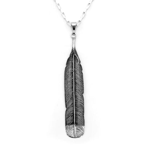 Solid Stg silver Huia Feather Pendent