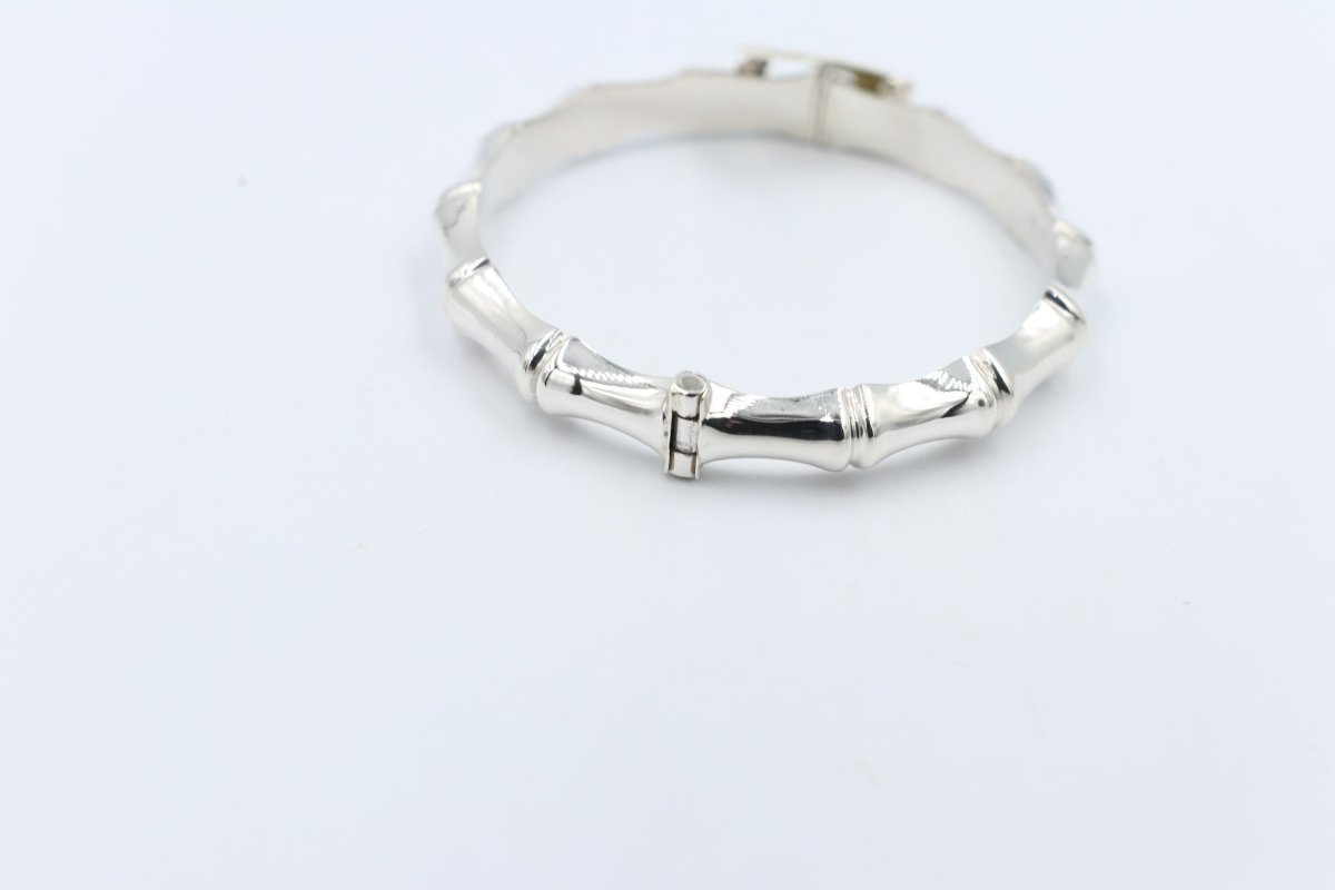Sterling Silver Bamboo Hinge Bangle