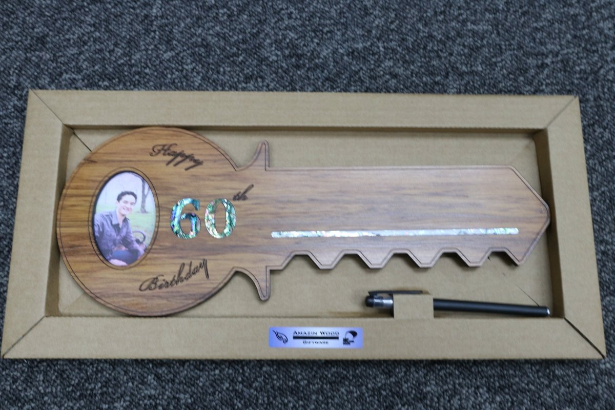 60th KEY - Wooden Photo key with Pen