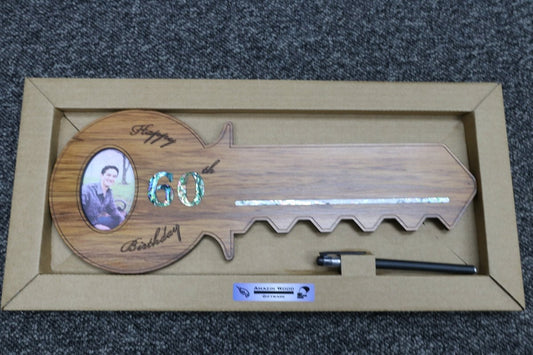 60th KEY - Wooden Photo key with Pen