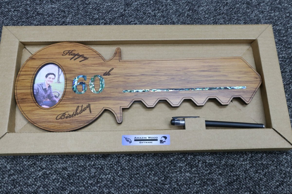 60th Key 60th KEY - Wooden Photo key with Pen – Stonex Jewellers