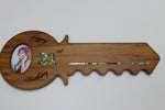 21ST KEY - Wooden Oval Photo key with Pen