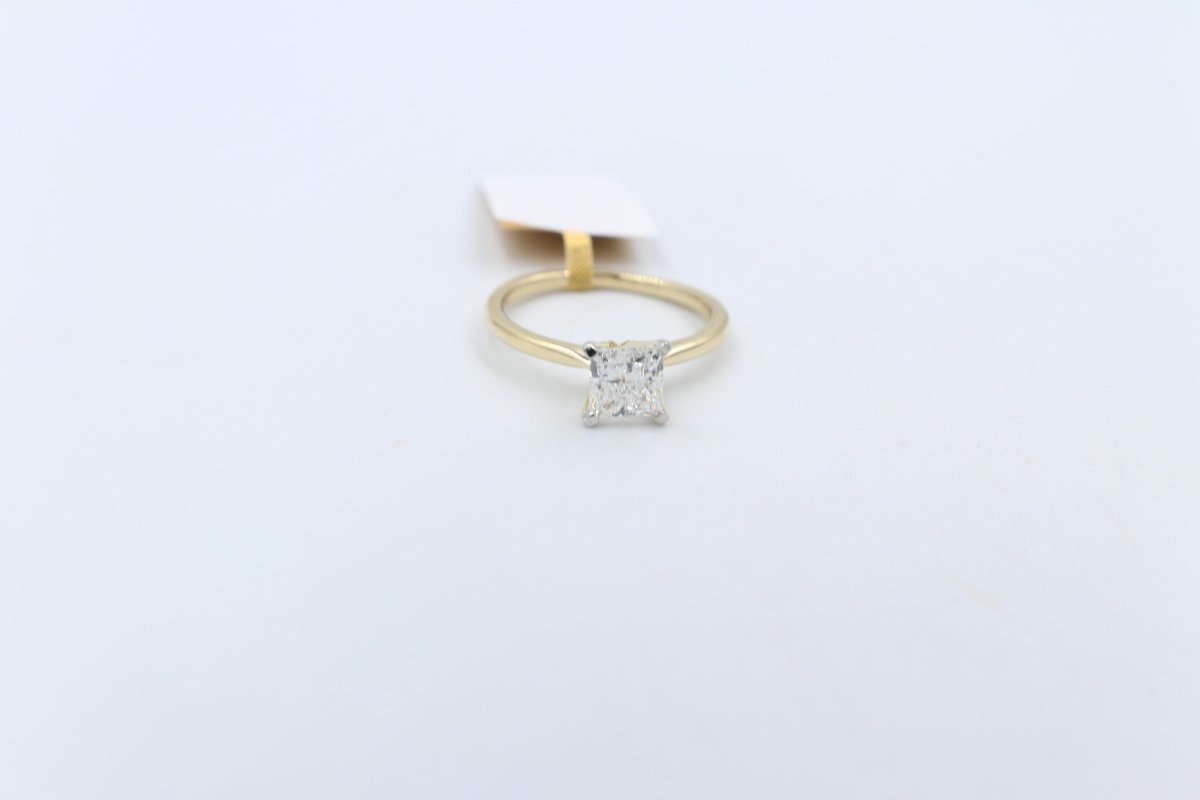 14ct Yellow Gold Lab Grown Solitaire Princess cut Diamond Ring TDW 1ct