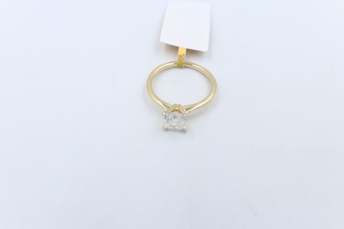 14ct Yellow Gold Lab Grown Solitaire Princess cut Diamond Ring TDW 1ct