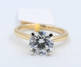 18ct Yellow Gold Lab Grown Certified Solitaire Diamond Ring TDW 2ct