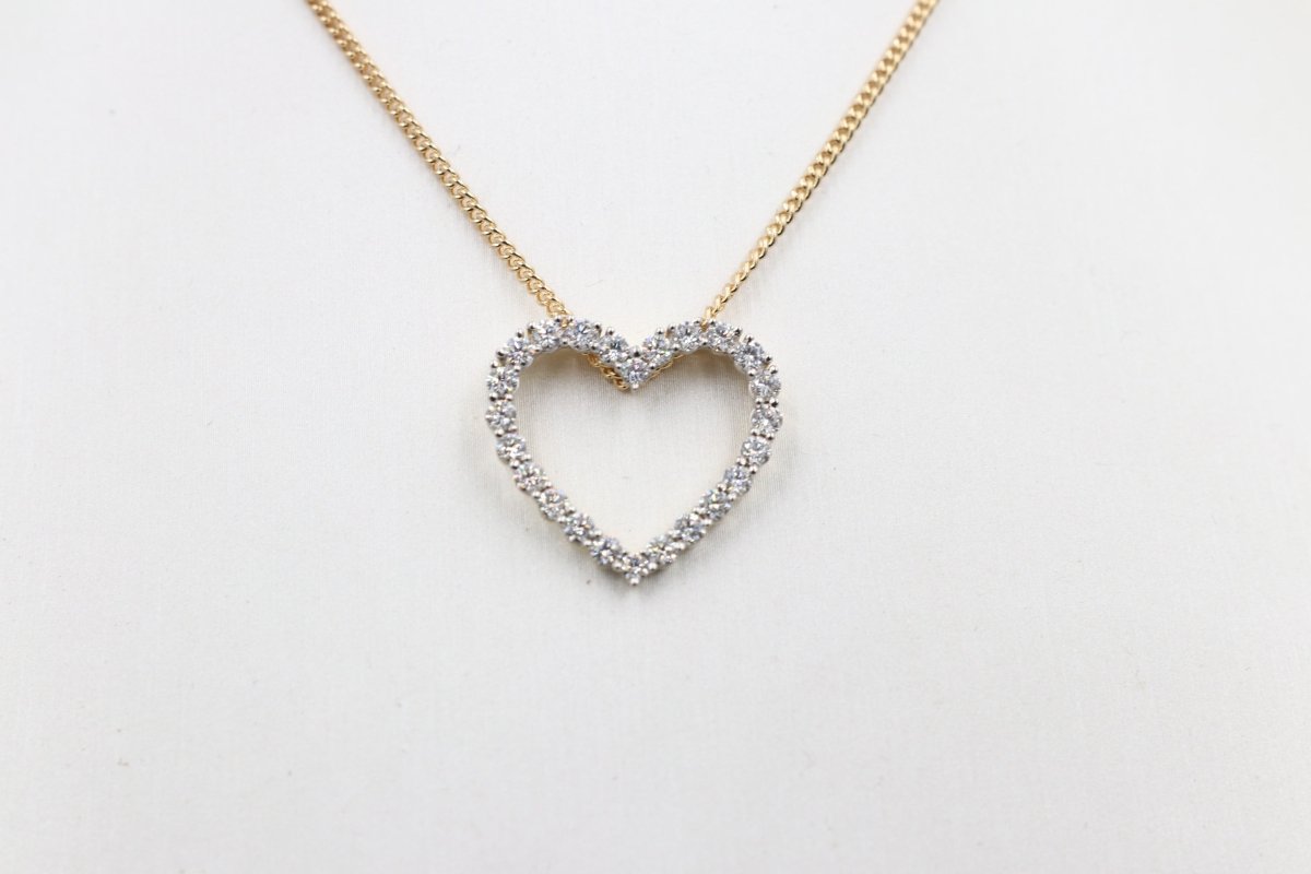 10ct Yellow Gold Lab Grown Diamond  Set Heart 1 carat pendent