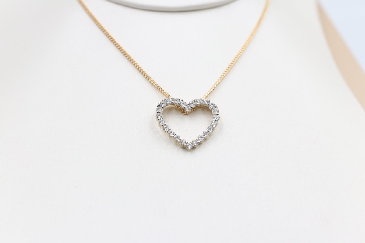 10ct Yellow Gold Lab Grown Diamond  Set Heart 1 carat pendent