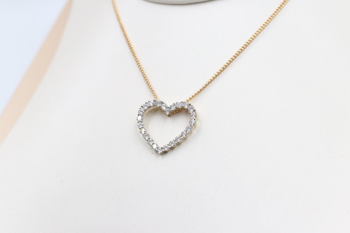 10ct Yellow Gold Lab Grown Diamond  Set Heart 1 carat pendent