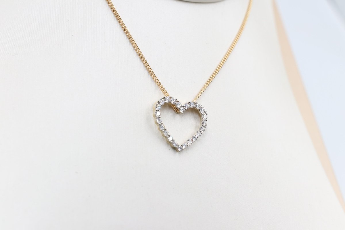 10ct Yellow Gold Lab Grown Diamond  Set Heart 1 carat pendent