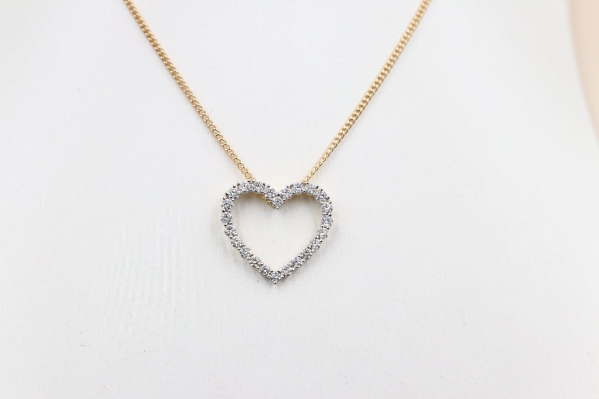 10ct Yellow Gold Lab Grown Diamond  Set Heart 1 carat pendent