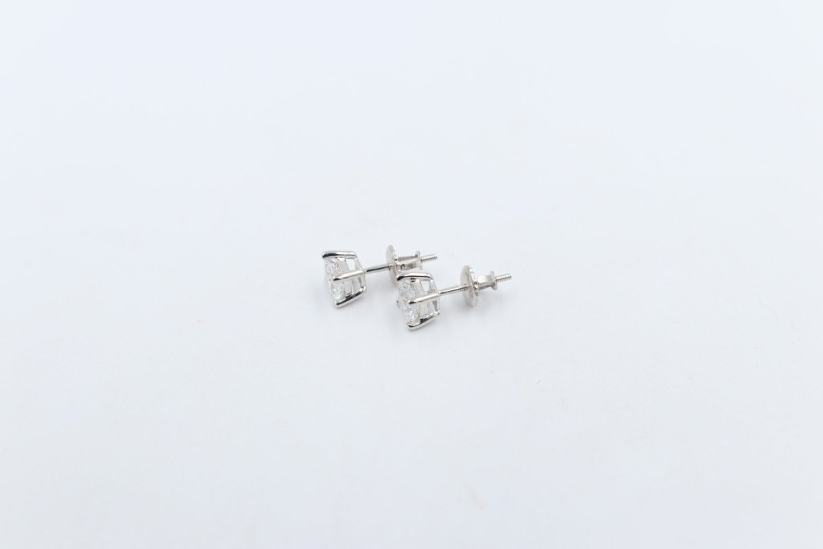 14kt Gold Lab Grown Princess cut Diamond Stud Earrings TDW 1ct