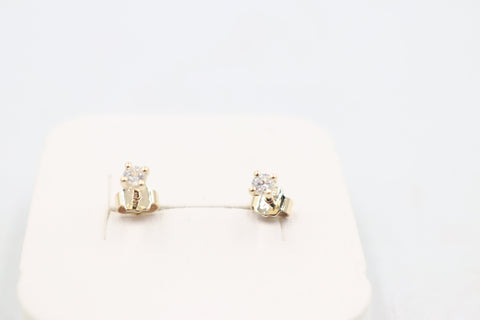 9ct Gold CZ Earrings 2mm