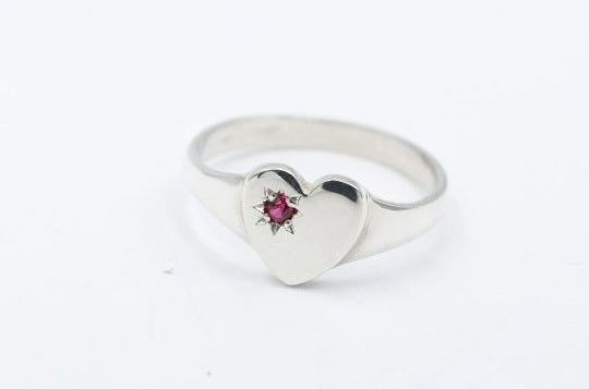 Stg Silver Girls Heart Signet Ring ALXSIG