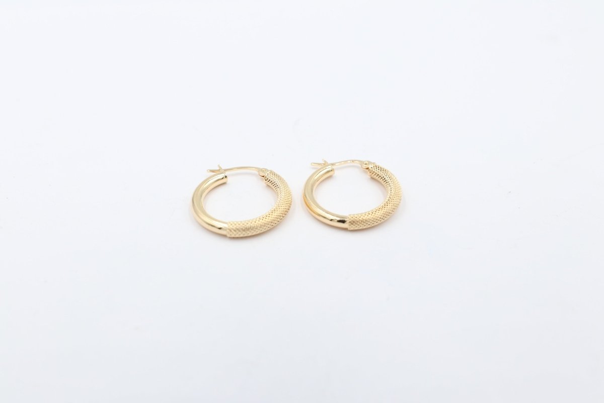 9ct Gold Hopp Earrings Mesh and Plain Look 100BC604-99