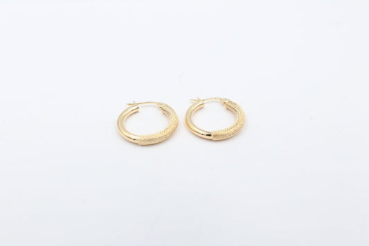 9ct Gold Hopp Earrings Mesh and Plain Look 100BC604-99