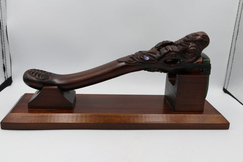 Wooden Ceremonial Adze with Greenstone