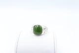 Stg Silver Mens Filigree Ring with Greenstone