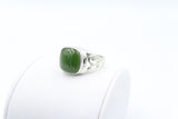 Stg Silver Mens Filigree Ring with Greenstone