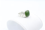 Stg Silver Mens Filigree Ring with Greenstone