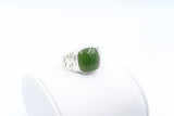 Stg Silver Mens Filigree Ring with Greenstone